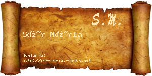 Sár Mária névjegykártya